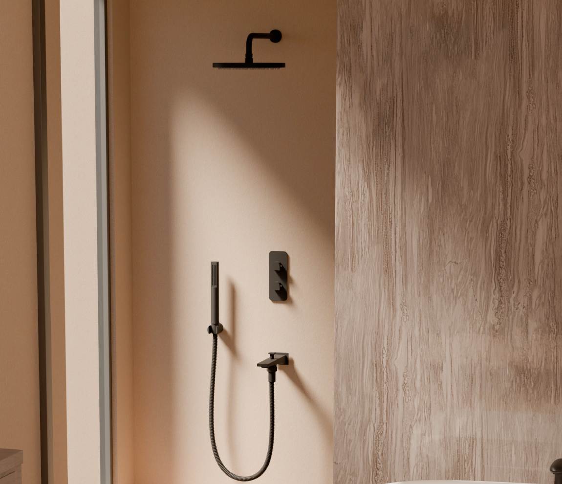Overhead Shower 250 mm Round - Chrome Black