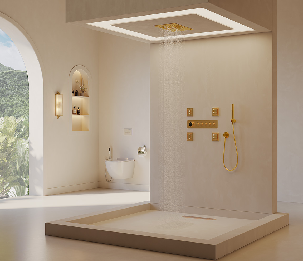 5 Way Thermostatic Valve Volume Control - Gold