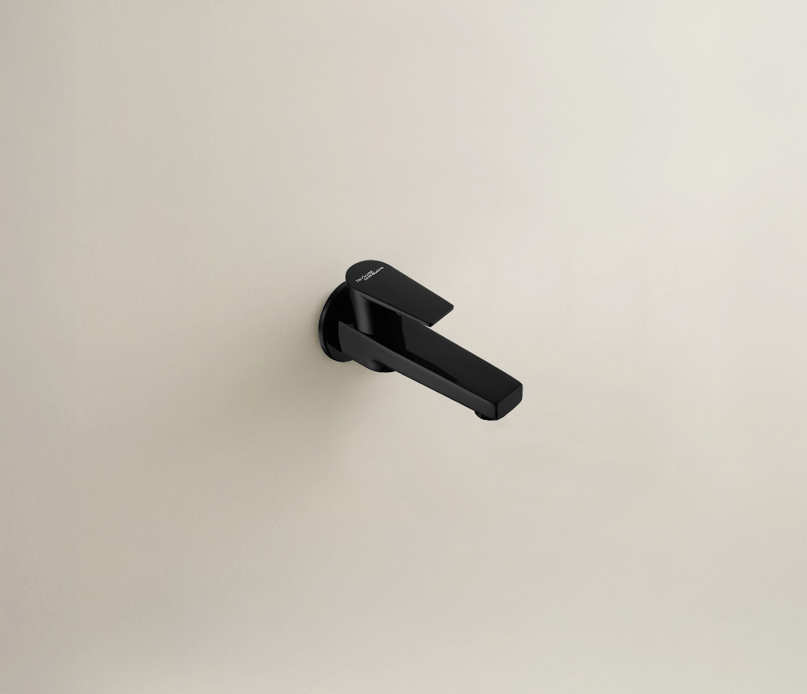 Element Bib Cock With Wall Flange - Chrome Black