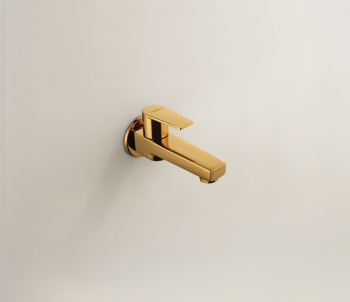 Element Bib Cock With Wall Flange - Gold
