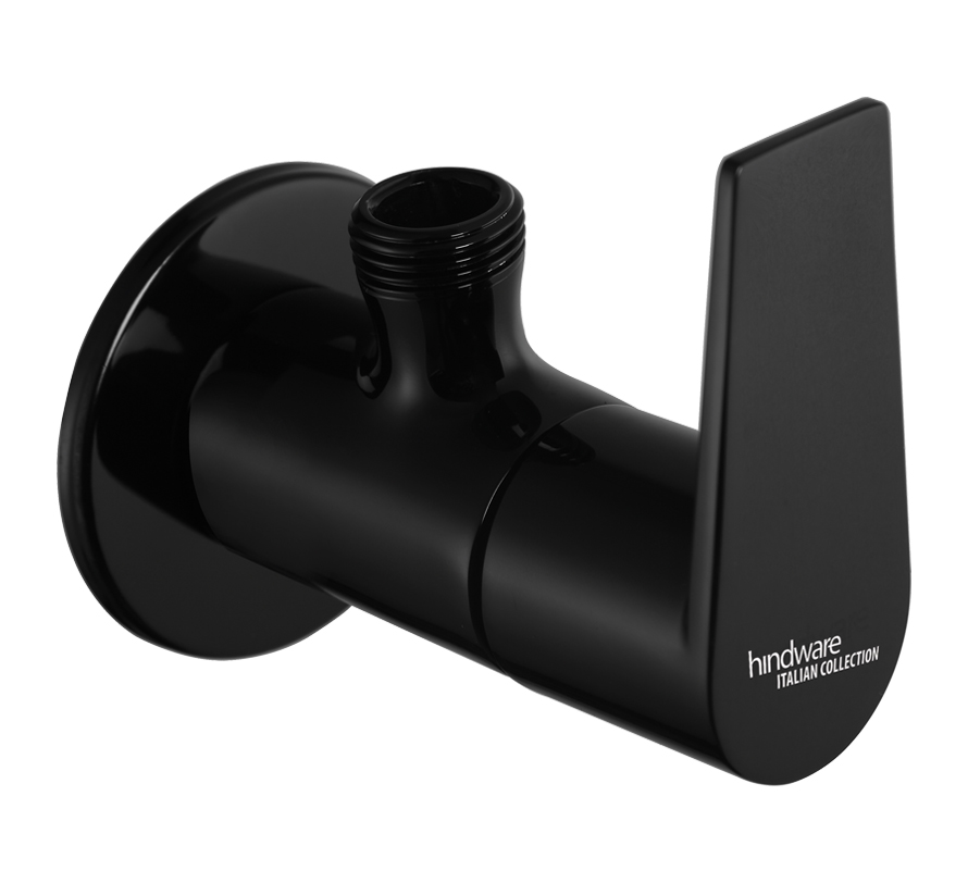 Element Angular Stop Cock With Wall Flange - Chrome Black