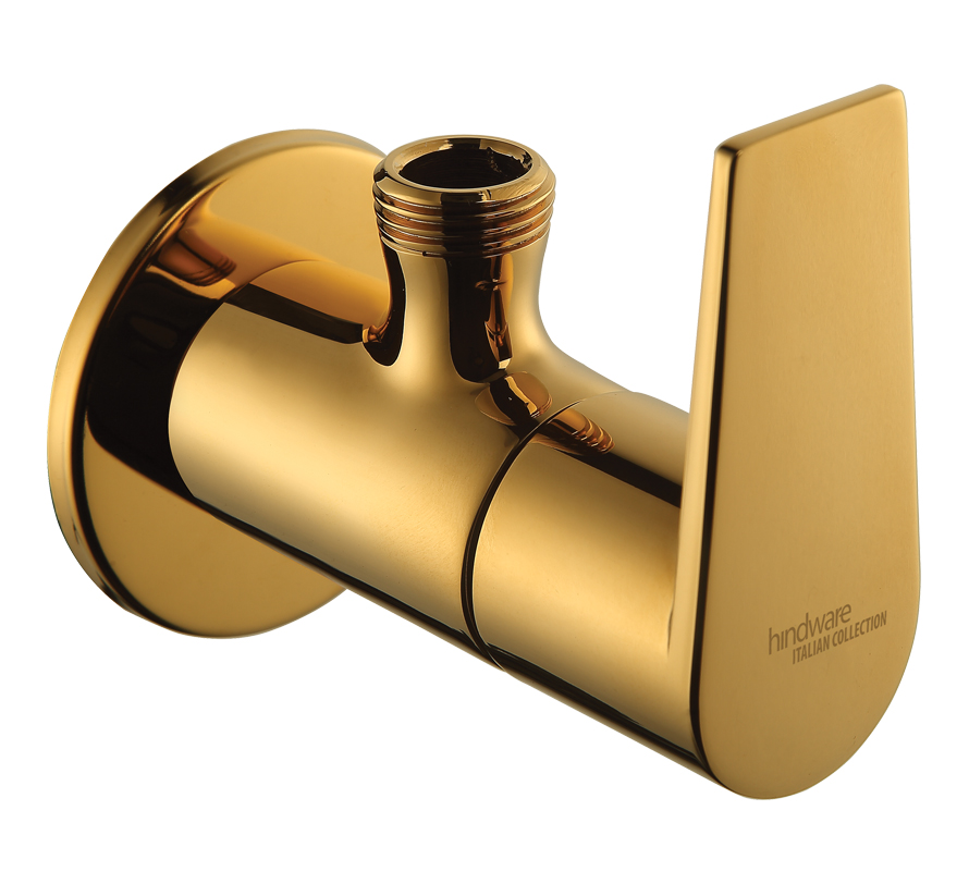 Element Angular Stop Cock With Wall Flange - Gold