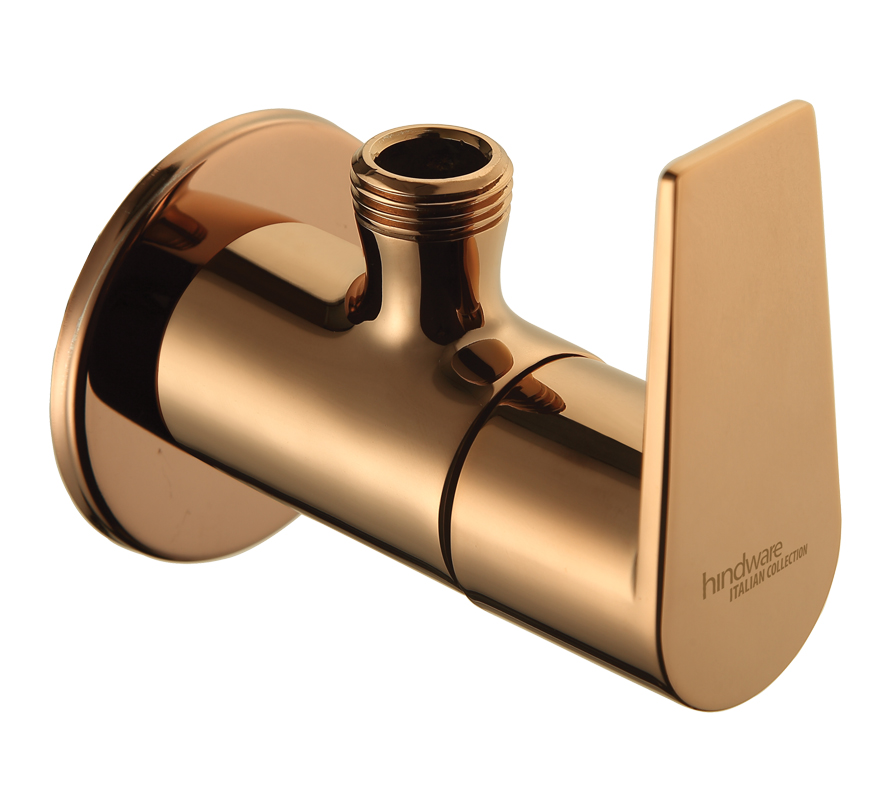 Element Angular Stop Cock With Wall Flange - Rose Gold