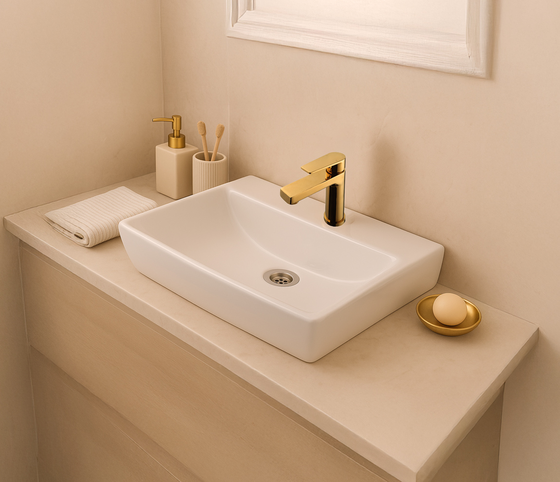 Element Single Lever Basin Mixer- Gold