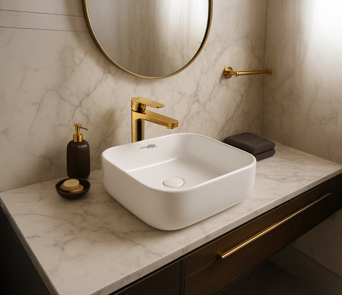 Element Single Lever Basin Mixer Tall - Gold