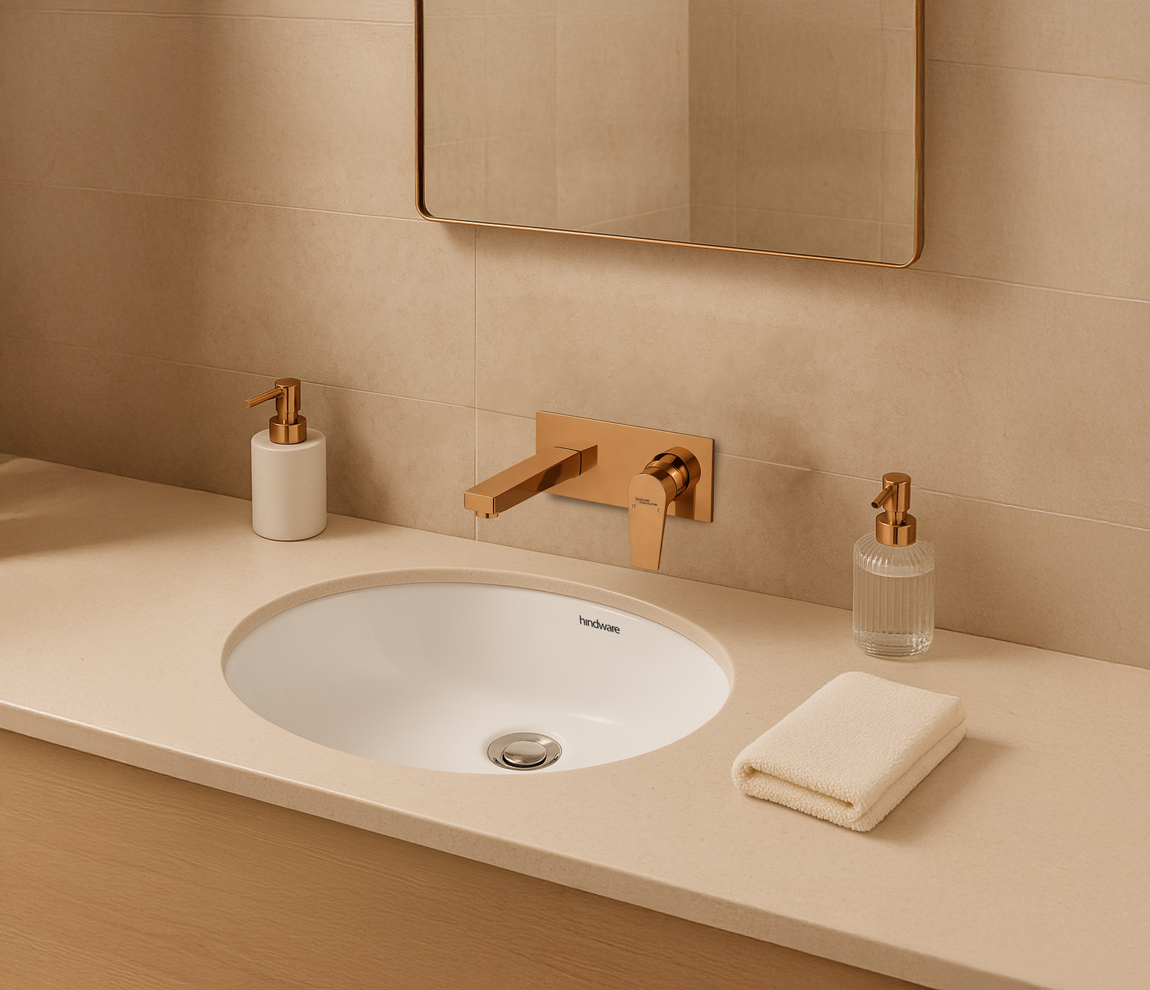 Element Trim Set Wall Mount Basin Mixer - Rose Gold