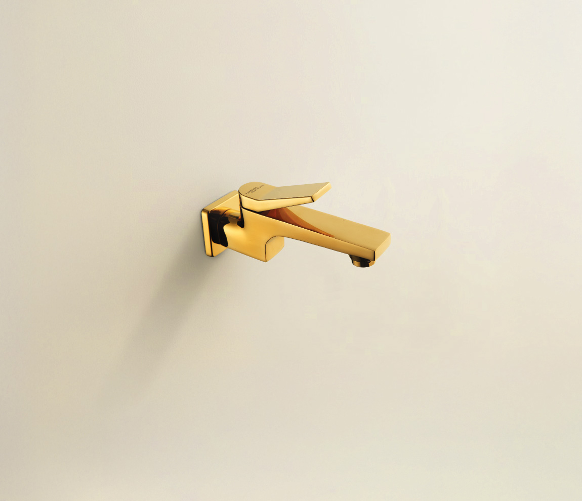 Edge Bib Cock with Wall Flange - Gold