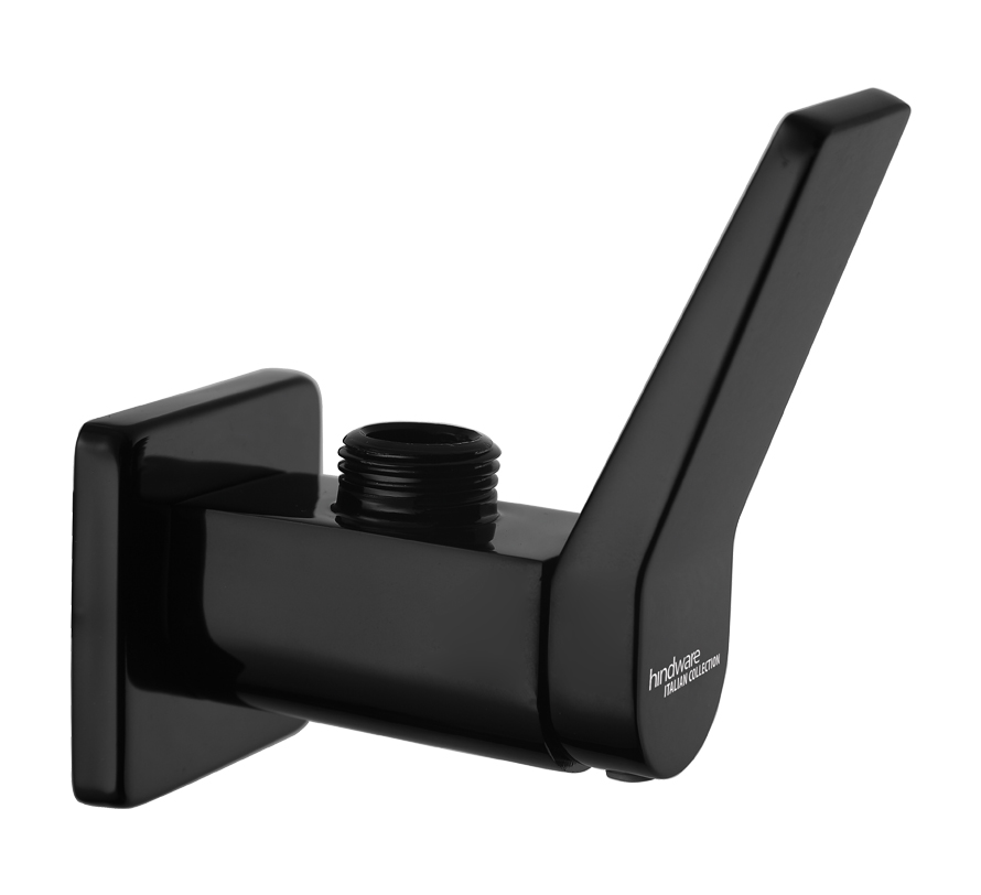 Edge Angular Stop Cock with Wall Flange - Chrome Black