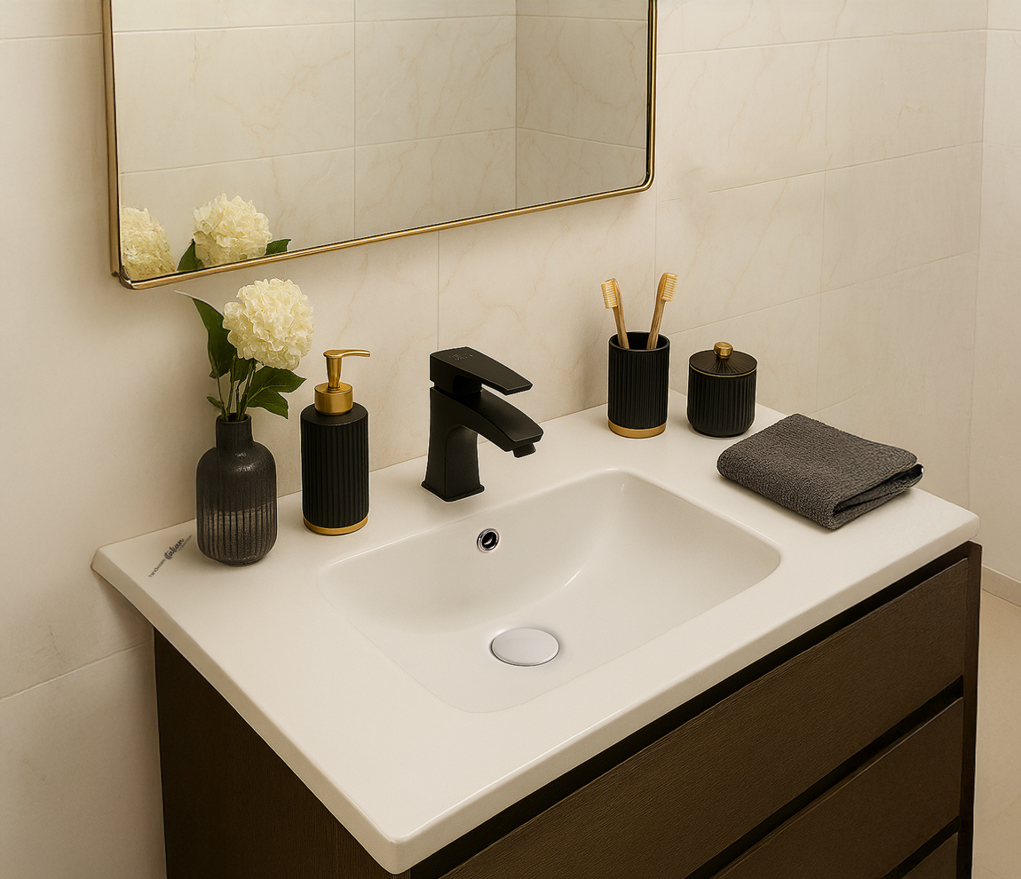 Avior Single Lever Basin Mixer- Chrome Black